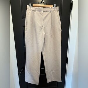 Curve Love Beige High-Waisted Wide Leg Trousers